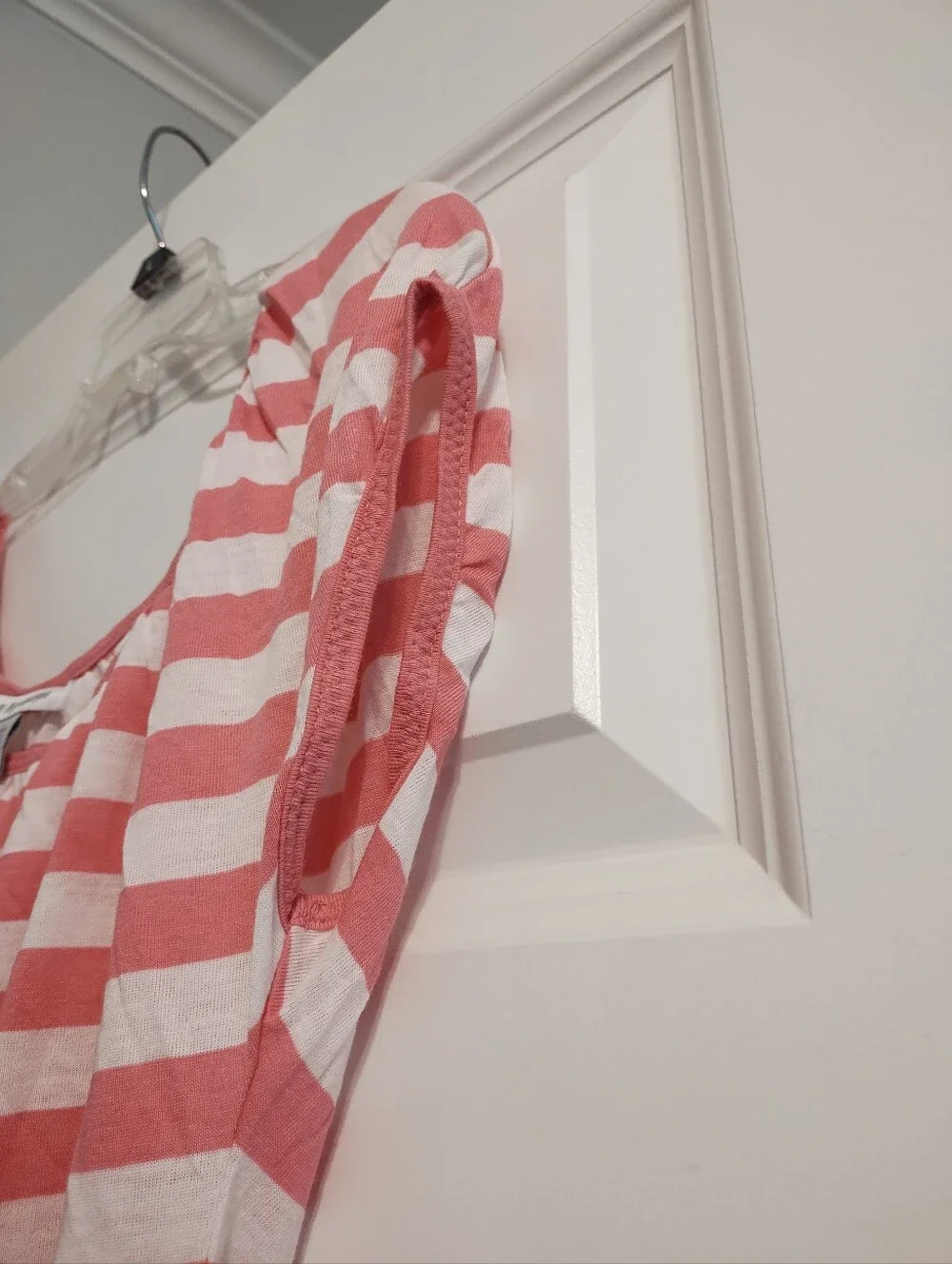 Girls' Pink and White Striped Elastic-Waist Dress